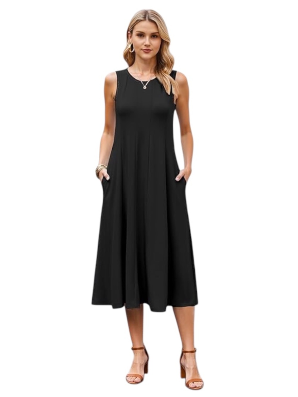 HOTOUCH Summer Midi Swing Tank Dress Sleeveless